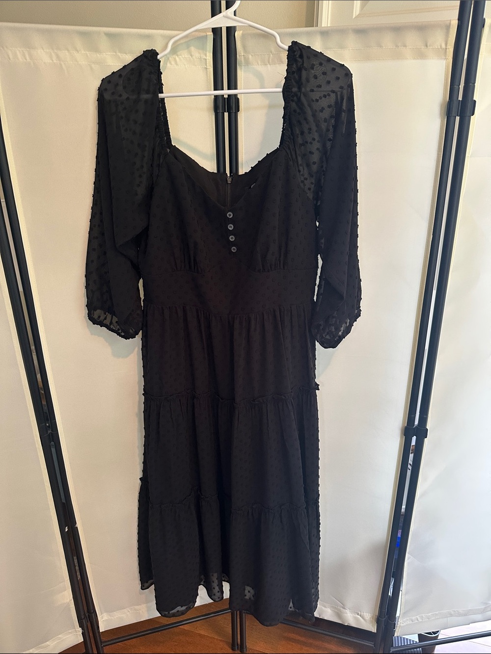 Jcrew Black Swiss Dot Midi Dress - Women